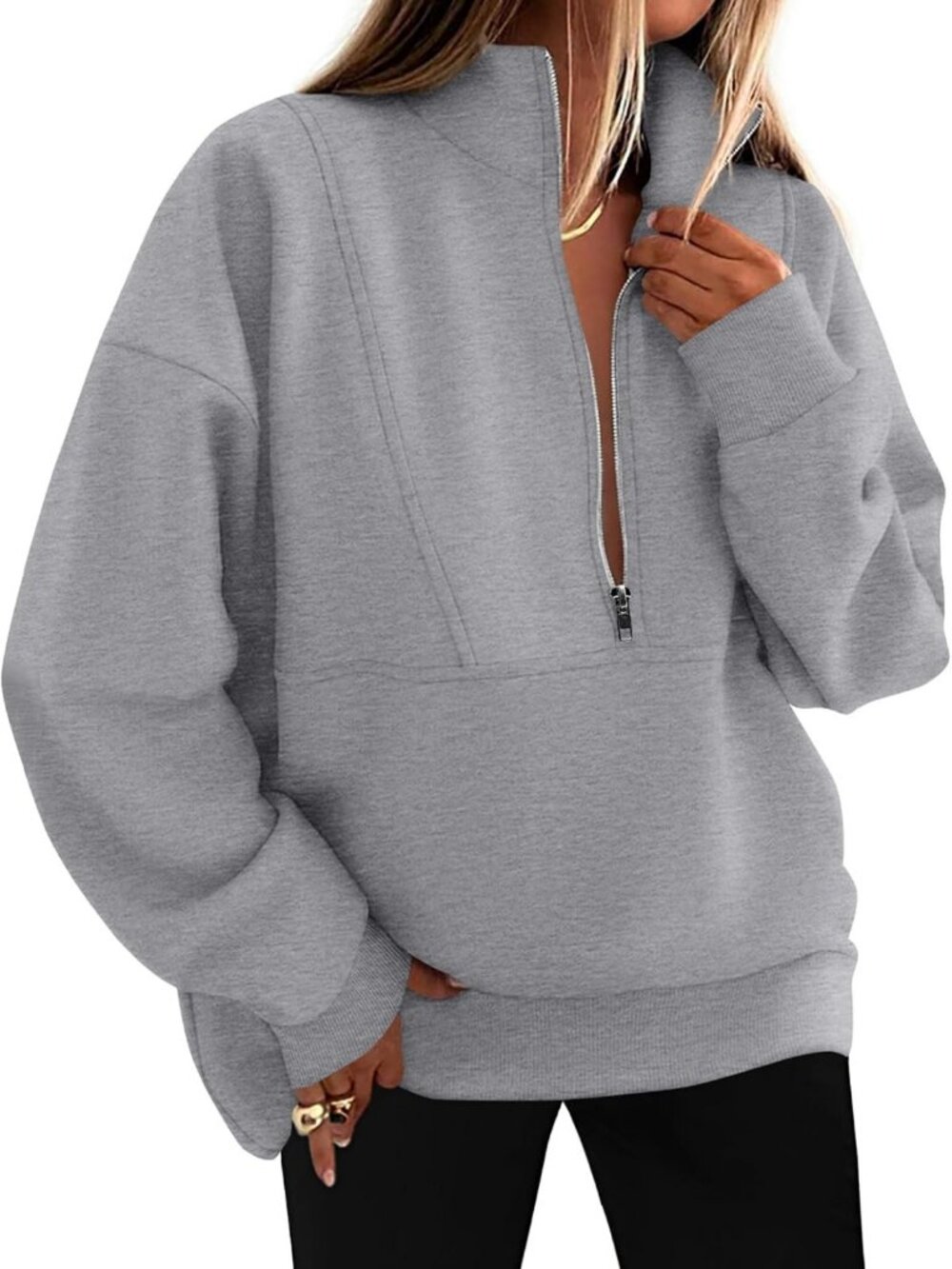 Cozy Oversized Half Zip Pullover Sweatshirt for Women - Casual Chic Style